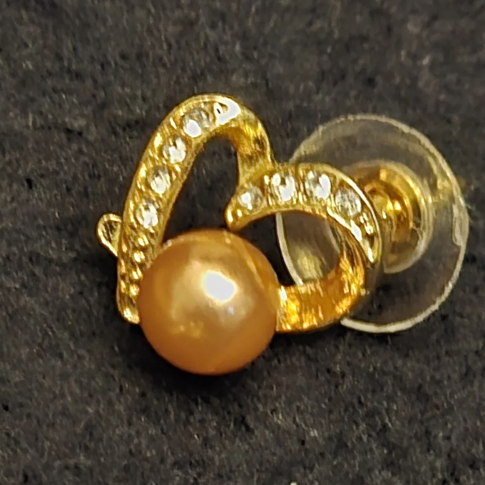 Gold And Rhinestone Stud Earrings
